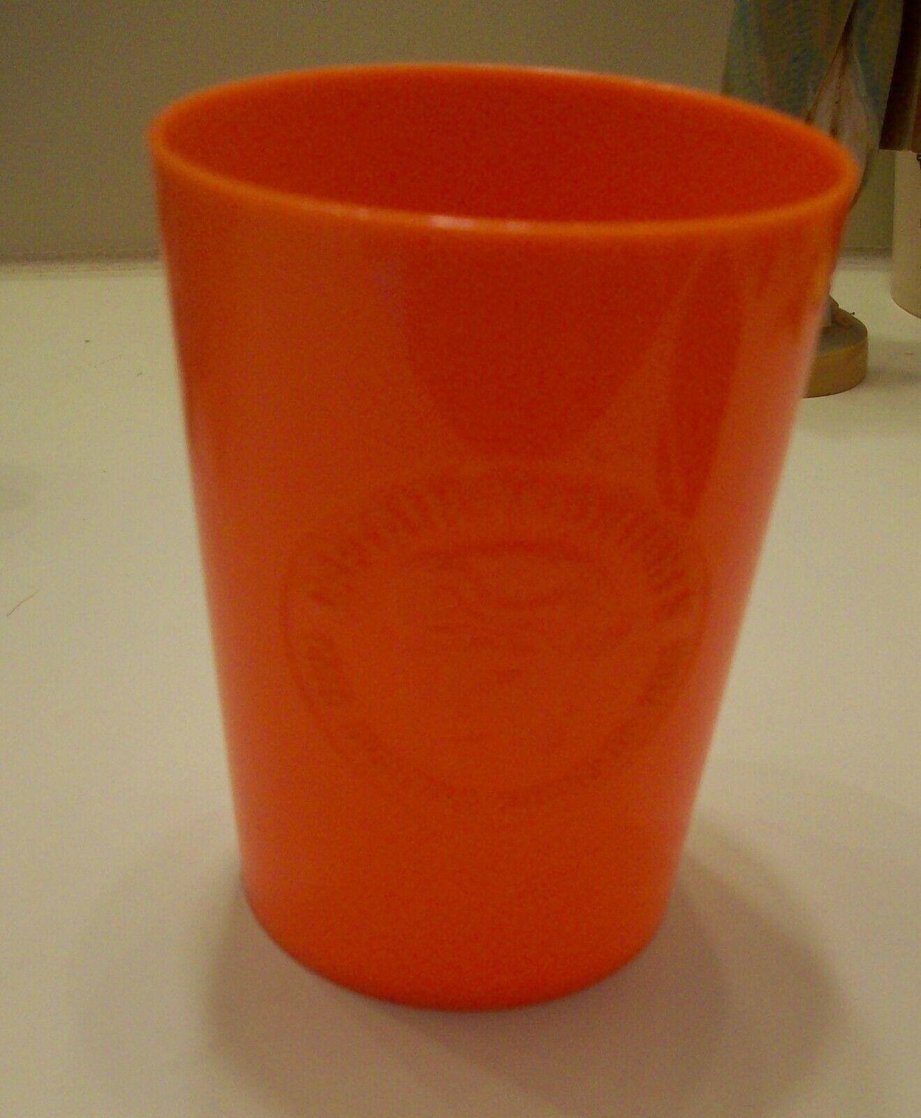 Vintage 3 3/4" Orange Captain Midnight Cold Ovaltine Shake-up Mug, Excellent