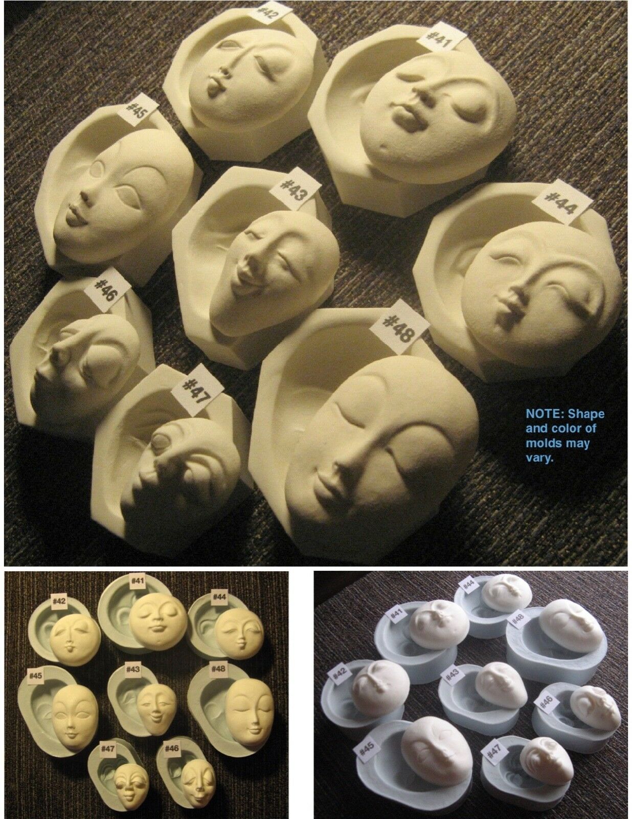 Your Choice - Fg Flexible Silicone Push Molds Of Round Oval Sun Moon Doll Face