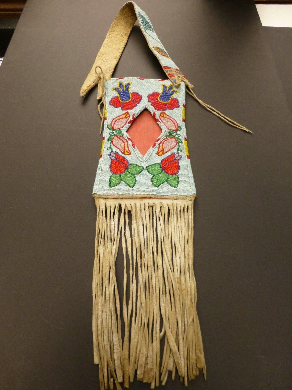 Crow Nez Perce  Plateau Native American Indian Beaded Mirror  Bag Late 1800 #5