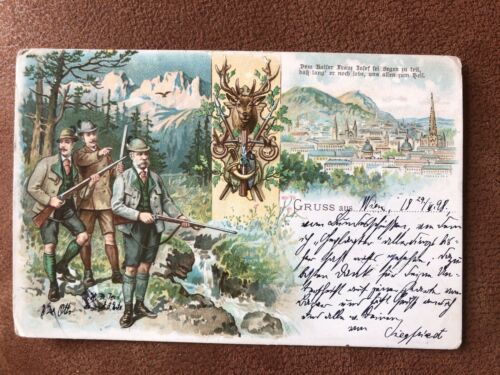 Antique 1898 Postcard Emperor Franz Josef I  And Friends Hunting In Austria