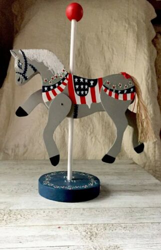 Patriotic Wooden Horse Carousel With Movable Legs. Free Shipping In The Us!