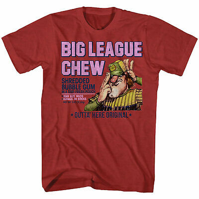 Big League Chew Cover T-shirt Heather Red Baseball Gum Mens Retro Distressed Tee