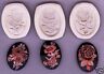 Lot Of 3 Flower Bouquet Cameos, Hard Polymer Clay Push Molds 25x18mm