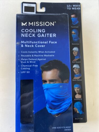 Mission Adult Cooling Neck Gaiter Face & Neck Cover Mask Black / New
