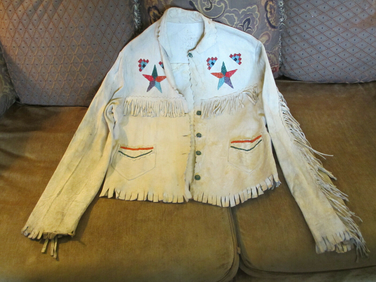 1800s Old Native American Crow Indian Leather Beaded Jacket Greenough Collection
