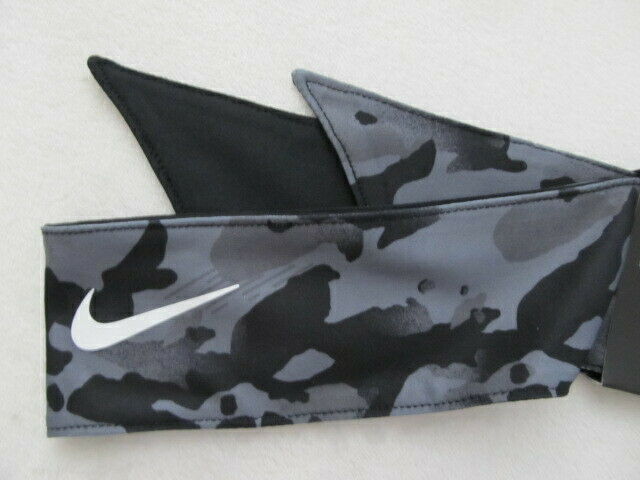 Nike Printed Dri-fit Head Tie 2.0 Reversible Camo Black/smoke Grey/white Unisex