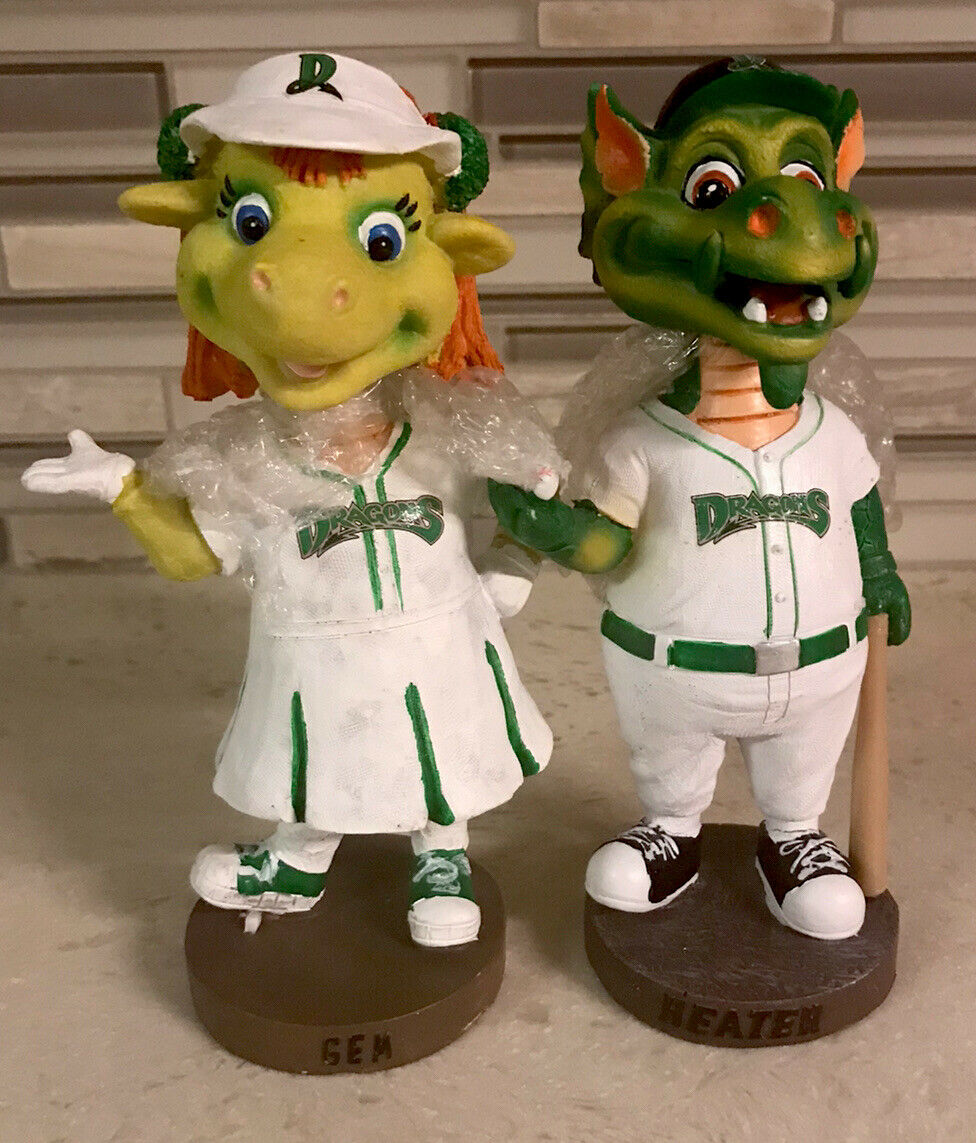 Dayton Dragons Mascot Bobbleheads Heater And Gem Both 7” And In Excellent Shape!