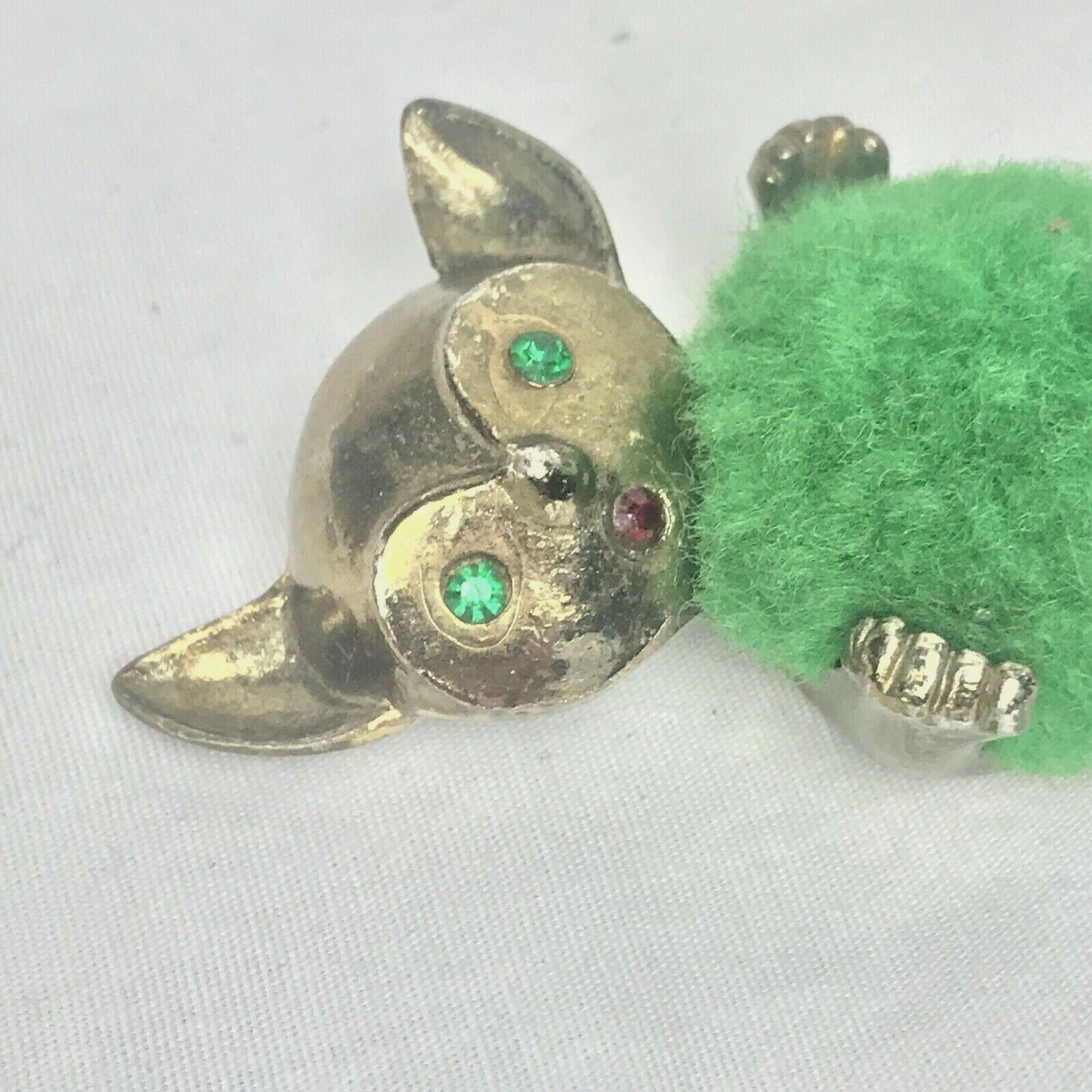 Mouse Pincushion Jeweled Green Eyes Antique Original Vintage Sewing Pin Cushion
