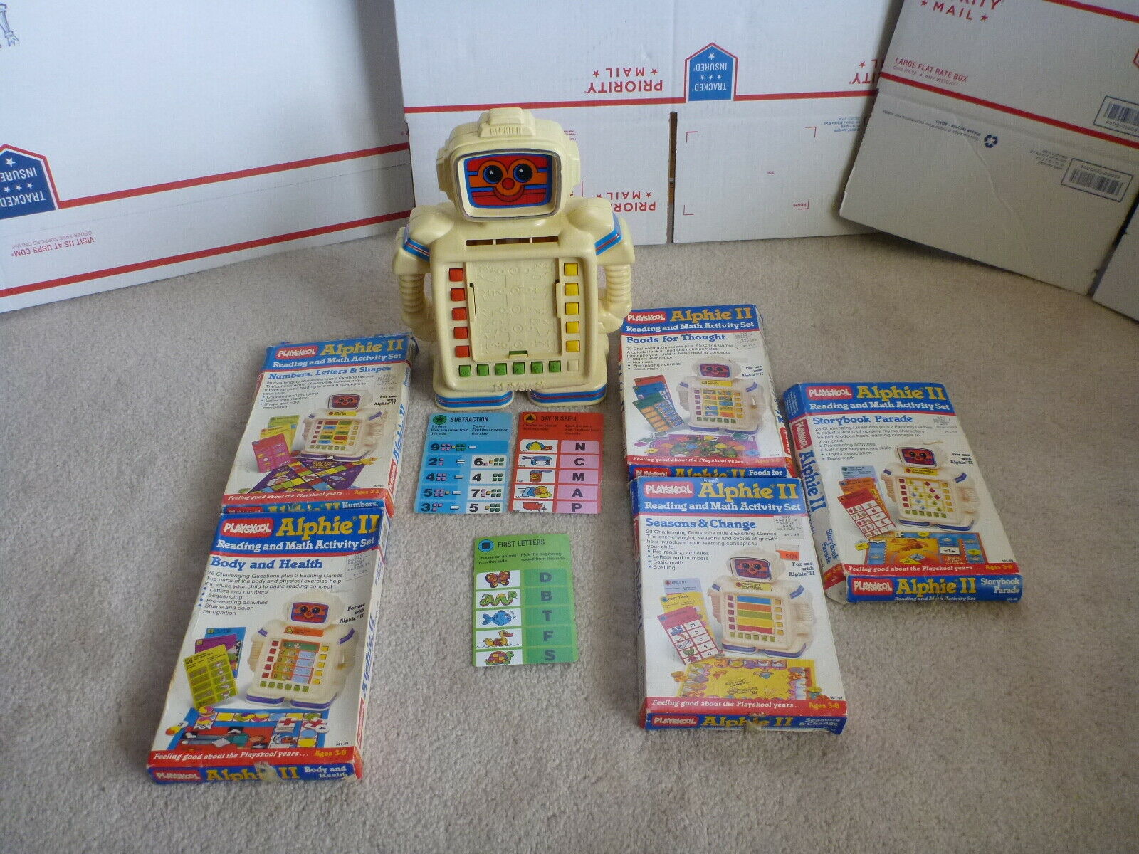 Vtg Educational Playskool Alphie Ii Interactive Learning Robot W/ Extra Cards