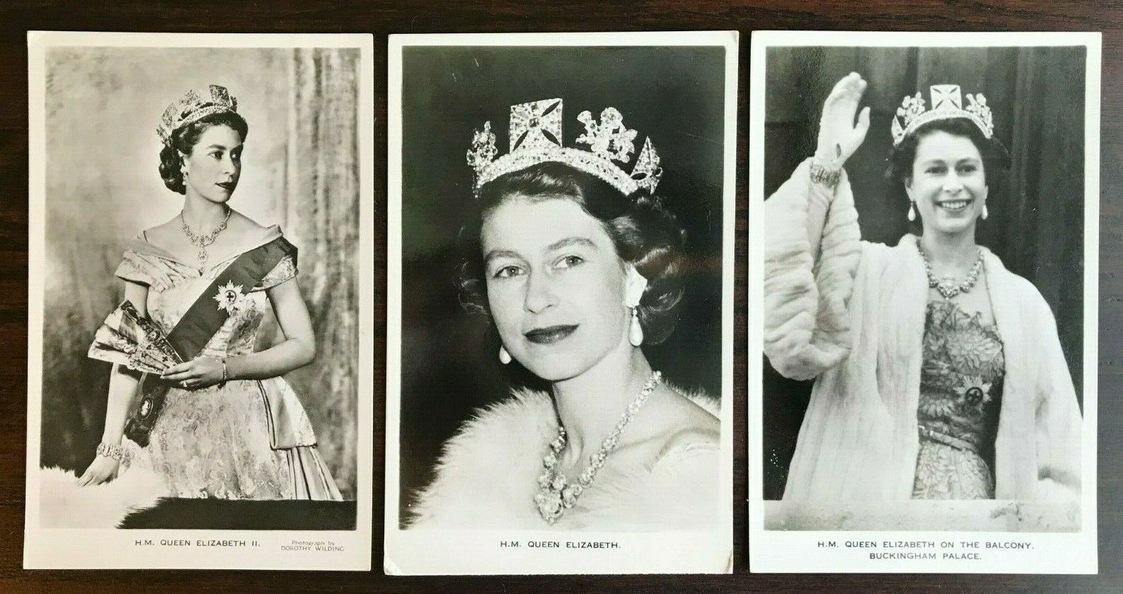 Lot Of 3 Queen Elizabeth Coronation Portrait Postcards Rppc By Valentine & Sons