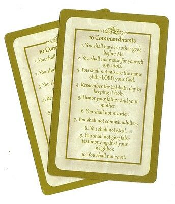 Ten 10 Commandments  Prayer Card (lot Of 2 ) Laminated Christian Prayer Cards