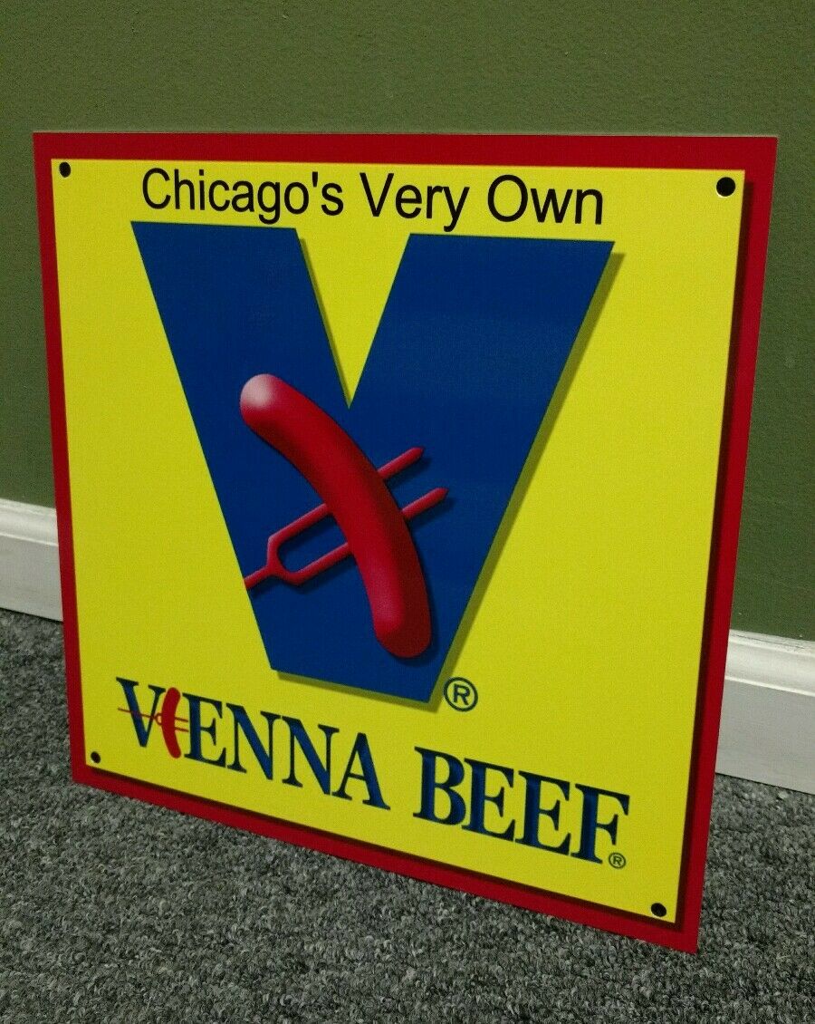 Beef Sausage Chicago Hotdog Sign ...restaurant Fast Food