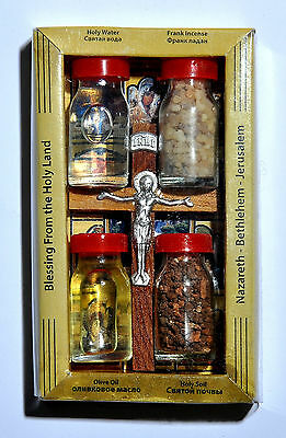 Home Blessing Kit Bottles & Cross From Holy Land Jerusalem.