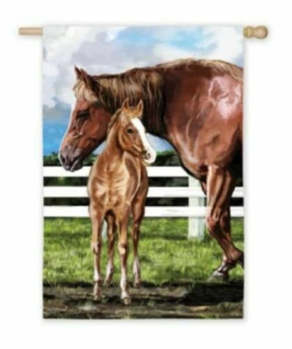 Horse Flag Precious Mare & Foal Outdoor Garden Flag...clearance Priced