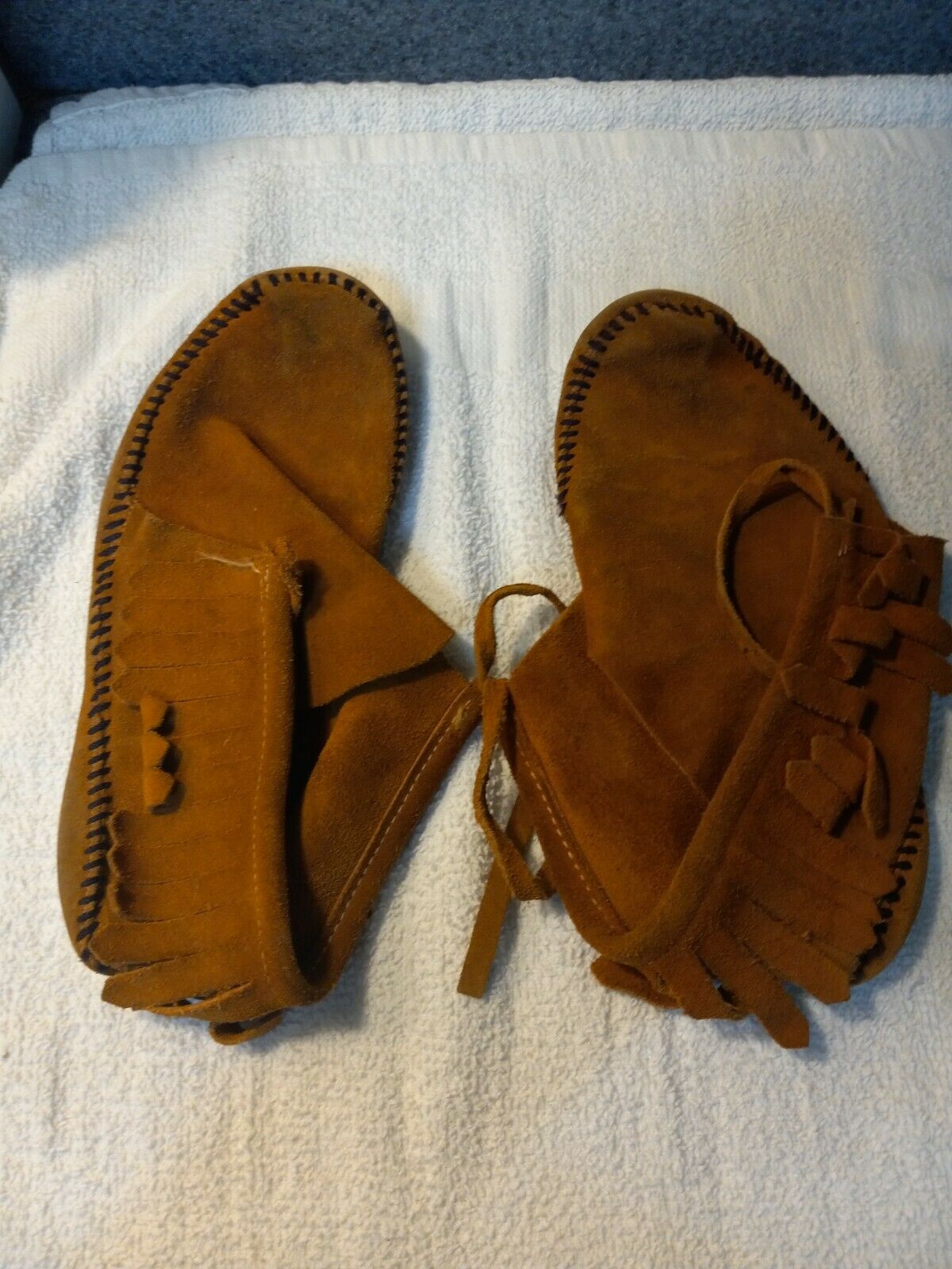 Vintage Native American Brown Leather Moccasins Footwear