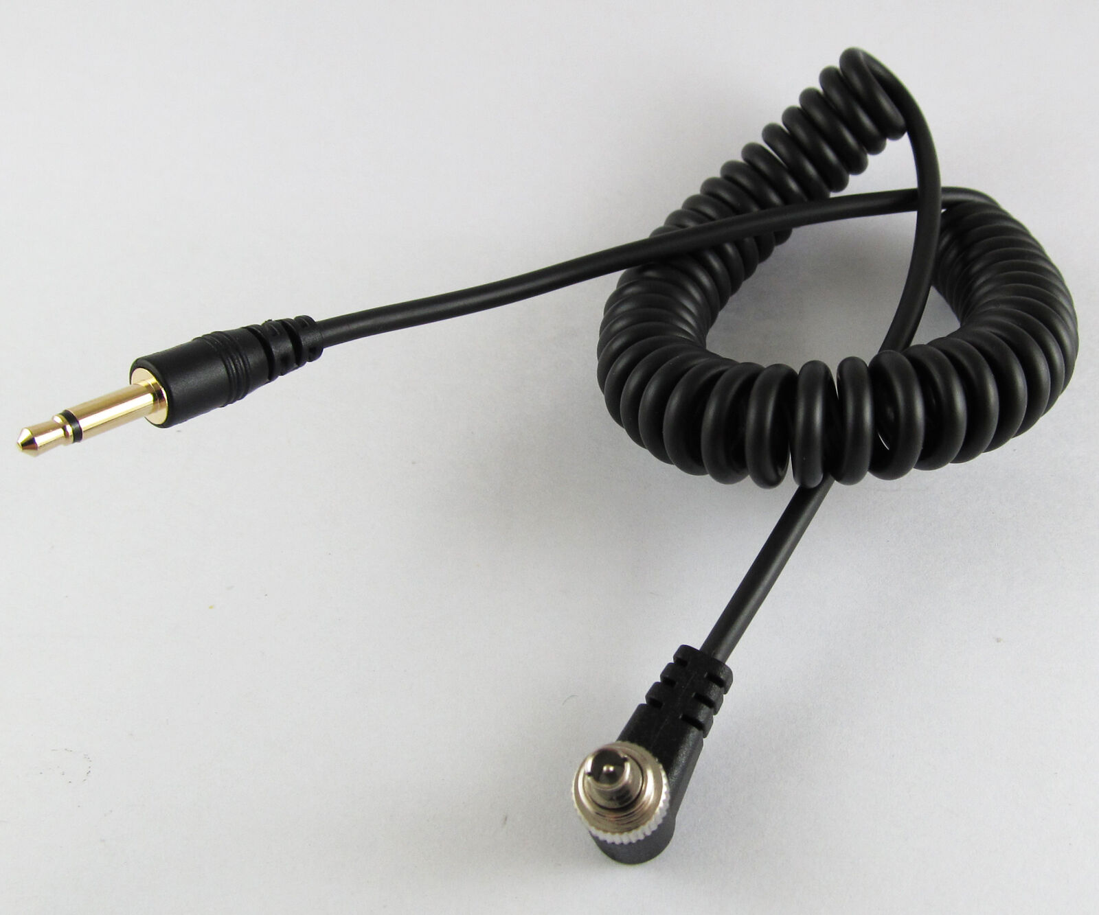 1ft 30cm Gold 3.5mm Male Plug To Angle Male Flash Pc Sync Cord Retractable Cable
