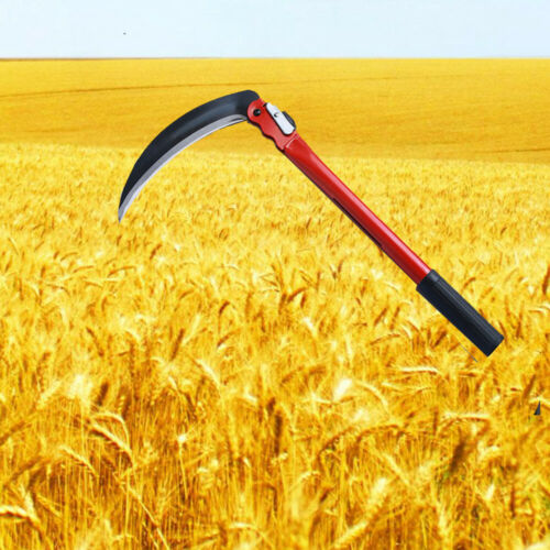 16" Folding Sickle Scythe Steel Mowing Knife Sharp Crops Weed Grass Cutting Tool